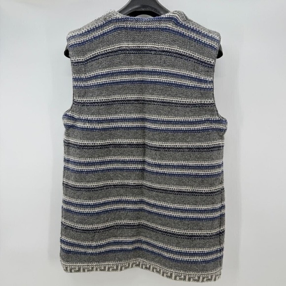 Semantiks 100% Wool Striped Knit Vest Sleeveless Button Up Sweater Size Small - Picture 2 of 10